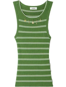 Top de punto de canalé de mujer a rayas con colgantes - sandro - FashionsVida