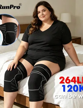 Par de mangas de compresión para rodilla extra grandes de alta elasticidad y anti-enrollamiento, soporte de rodilla transpirable y cómodo de talla g - Shein - FashionsVida