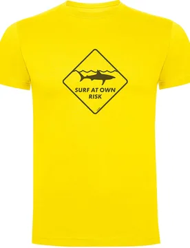 T-shirt à Manches Courtes Surf At Own Risk Lemon Yellow XL - Kruskis - FashionsVida