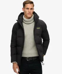Superdry Herren Kastige Steppjacke mit Kapuze Schwarz - Größe: XL
