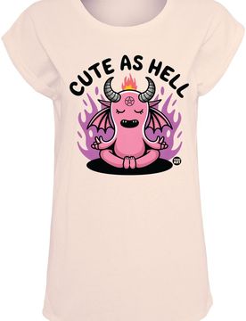 T-Shirt - Cute As Hell - S bis XXL - für Damen - Größe XL - altrosa - Frauen - female