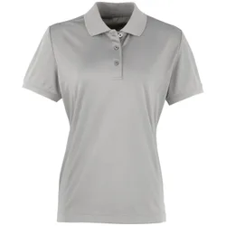 Womens/ladies Coolchecker Short Sleeve Pique Polo T-Shirt (Silver) - Size Medium