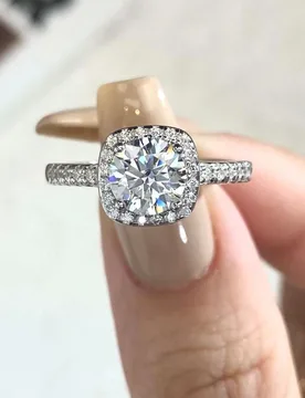 Pieza Anillo de diamante Moissanite de corte cuadrado clásico de 0.5-3 quilates, de plata esterlina 925, regalo elegante y lujoso de compromiso, boda - Shein - FashionsVida