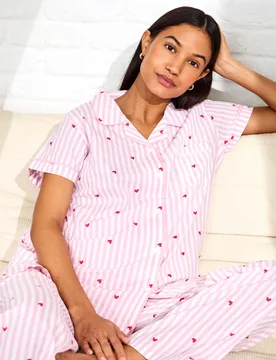 Maternity Pure Cotton Striped Pyjama Set Pink Mix female - JoJo Maman Bébé - FashionsVida