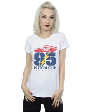 Women's Cars Piston Cup 95 Cotton T-Shirt in White Size: Large - White - Size: L - Disney - FashionsVida