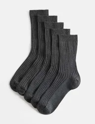 Pack of Ribbed School Socks Grey male