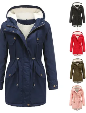 Women's Winter Jacket Warm Solid Plush Thickened Long Winter Coat Outdoor Hiking Hooded Casual Windproof Down Parka Coats Jacket - Aliexpress - FashionsVida