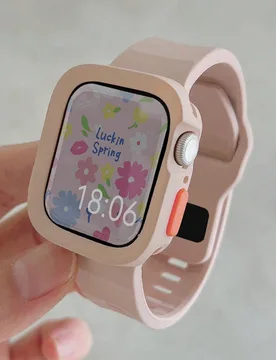 Piezas Brazalete deportivo ajustable de silicona rosa unisex y funda protectora suave y hueca, adecuado para Apple Watch 40/41/42/44/45/46/49mm, Serie - Shein - FashionsVida