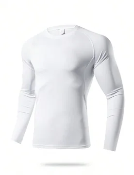Pieza Camiseta de compresión de manga larga transpirable y de secado rápido para hombre, capa base ajustada para entrenamiento del núcleo, que abso - Shein - FashionsVida