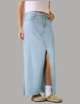 Gonna Lunga Guess GJ in Jeans, Vita Alta con Spacco Frontale