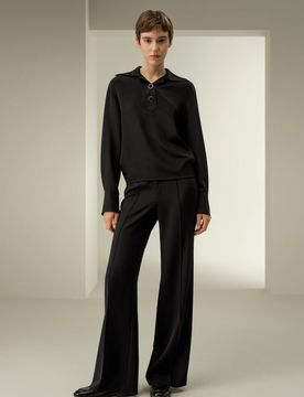 Camicia Seta Elasticizzata Nera XS - Elegante e Confortevole, Spalle Cadenti e Collo a V
