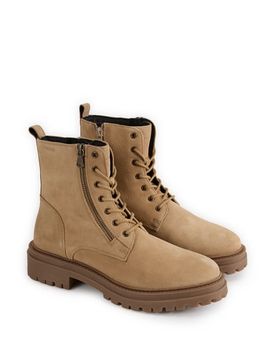 Bottines crantées à lacets en cuir