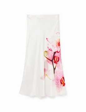Jupe midi orchidées M. Christian Lacroix WHITE S female - Desigual - FashionsVida