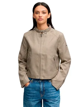 Veste Moto Check Brown Micro Houndstooth XS - Superdry - FashionsVida
