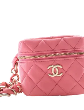 Quilted Lambskin Cube Chain Wristlet Case - Chanel - FashionsVida