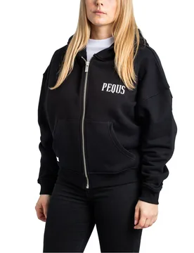 Chest Logo Cropped Zip Hoodie Black S Damen - pequs - FashionsVida