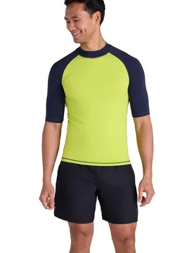 Mens Uv Rash Vest Sun Protection Quick Drying Swimwear Stretchy Beach Surf Top Yellow Nylon - Size Large - Mountain Warehouse - FashionsVida