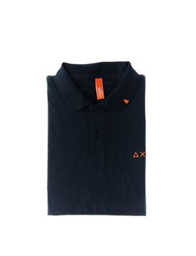 SUN68 Polo misto lino BLU NOTTE S