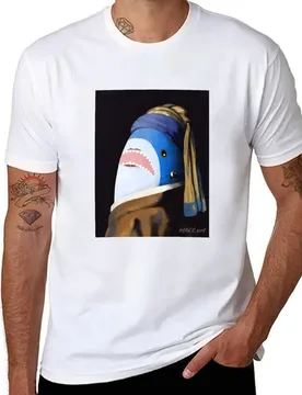 The Blahaj with a Pearl Earring T-Shirt man tshirt cotton tshirt 100% T-Shirt - Aliexpress - FashionsVida