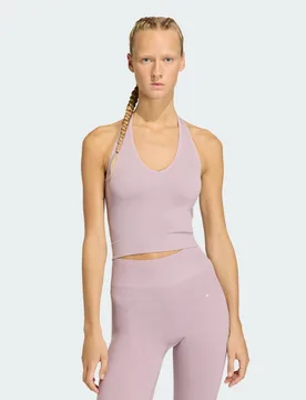 T-shirt Workout Essentials Maglia Halterneck M Preloved Fig - Adidas - FashionsVida