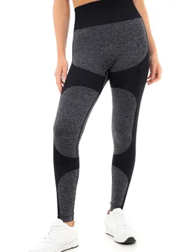 Women's Seamless Ribbed Marl Leggings – Flexible, Non-See-Through Activewear Pants in Black Size: Small - Black - Size: S - Smart Living - FashionsVida