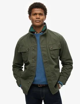 Superdry Herren Baumwolle Military Hemdjacke, Dunkelgrün - Größe: S - 99.99 - FashionsVida