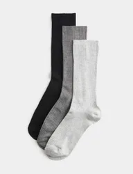Pack Supersoft Ribbed Crew Socks Grey Mix female