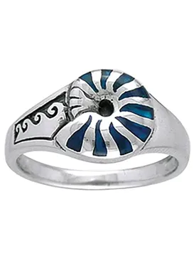 Dive Silver Anello Nautilus Shell