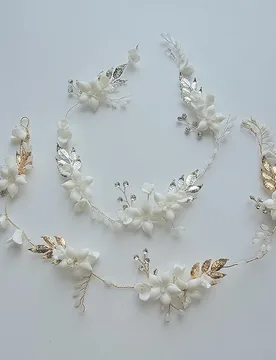 SLBRIDAL Handmade Alloy Rhinestones Ceramic Flower Bridal Headbands Hair Vine Wedding Bridesmaids Hair Accessories Women Jewelry - Aliexpress - FashionsVida