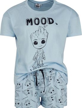 Marvel Schlafanzug - I Am Groot Mood - S bis XXL - für Damen - Größe S - blau - Lizenzierter Fanartikel - Frauen - female