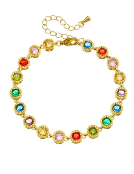 Punk Iced Out Multicolor Zirconia Round Charm Bracelet Gold Color Stainless Steel Tennis Chain Link Bracelet for Woman Jewelry - Aliexpress - FashionsVida