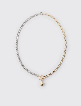 Men's Spliced Star Necklace Multi One Size - boohooMAN - FashionsVida
