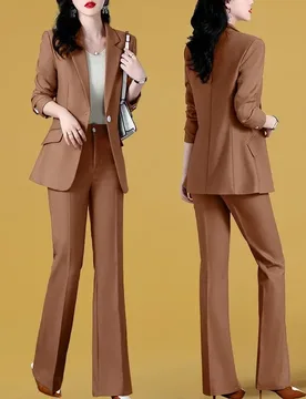 Women's Autumn Winter New Fashion Professional Suit Two Piece Korean Elegant Casual Blazer Jacket+Micro Flare Pants Matching Set - Aliexpress - FashionsVida