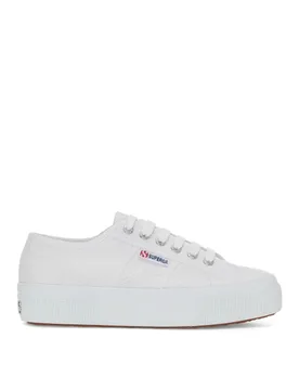 Platform Canvas Lace Up Trainers White female - Superga - FashionsVida