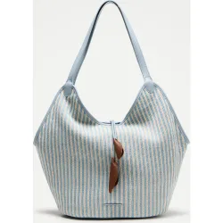 Jo & Mr. Joe - Bolso de hombro en tejido a rayas con charm floral