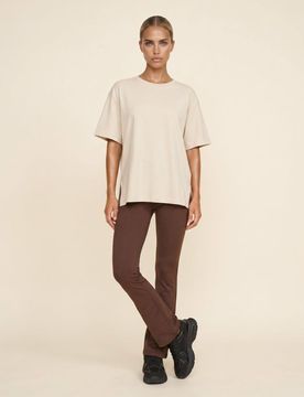 T-shirt in cotone a maniche corte con spacchi - nude