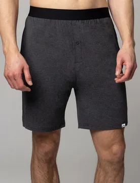 Mens 1 Pack Bamboo Loungewear Selection Shorts Dark Charcoal Shorts L - Grey - Size: Large - Lazy Panda - FashionsVida