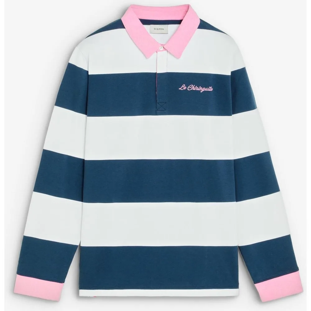 Sudadera de manga larga de rayas con cuello polo - Scalpers - FashionsVida