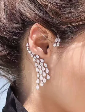HIBRIDE Luxury Design Clear Cubic Zircon Water Drop Ear Cuff Women Clip Earrings Single Piece E-407 - Aliexpress - FashionsVida