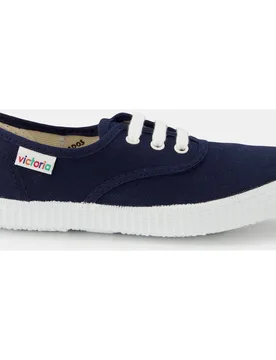 Zapatillas de niños en rojo bajas tipo casco de lona con logotipo y cierre de cordones - Victoria - FashionsVida