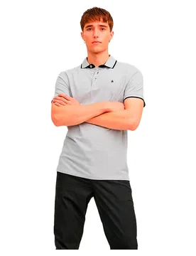 Polo à Manches Courtes Epaulos Light Grey Melange XS - Jack & jones - FashionsVida