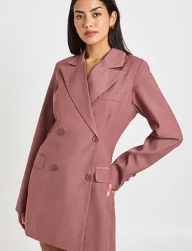 Womens Shoulder Pad Blazer Dress - Purple - Size 14 Uk - Boohoo - FashionsVida