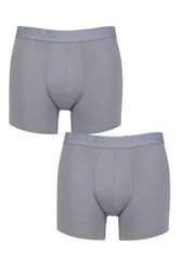 Mens 2 Pair Sloggi SLG Base Soft Boxer Shorts Morandi Grey L - Grey - Size: Large