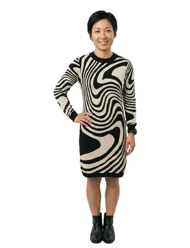 Robe à Manches Longues Ray Black / Pattern Sandshell Zebra M - Object - FashionsVida