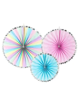 Dekorative Rosetten in Pastell und Silber 30, 25, 21 cm - PARTYDECO - FashionsVida