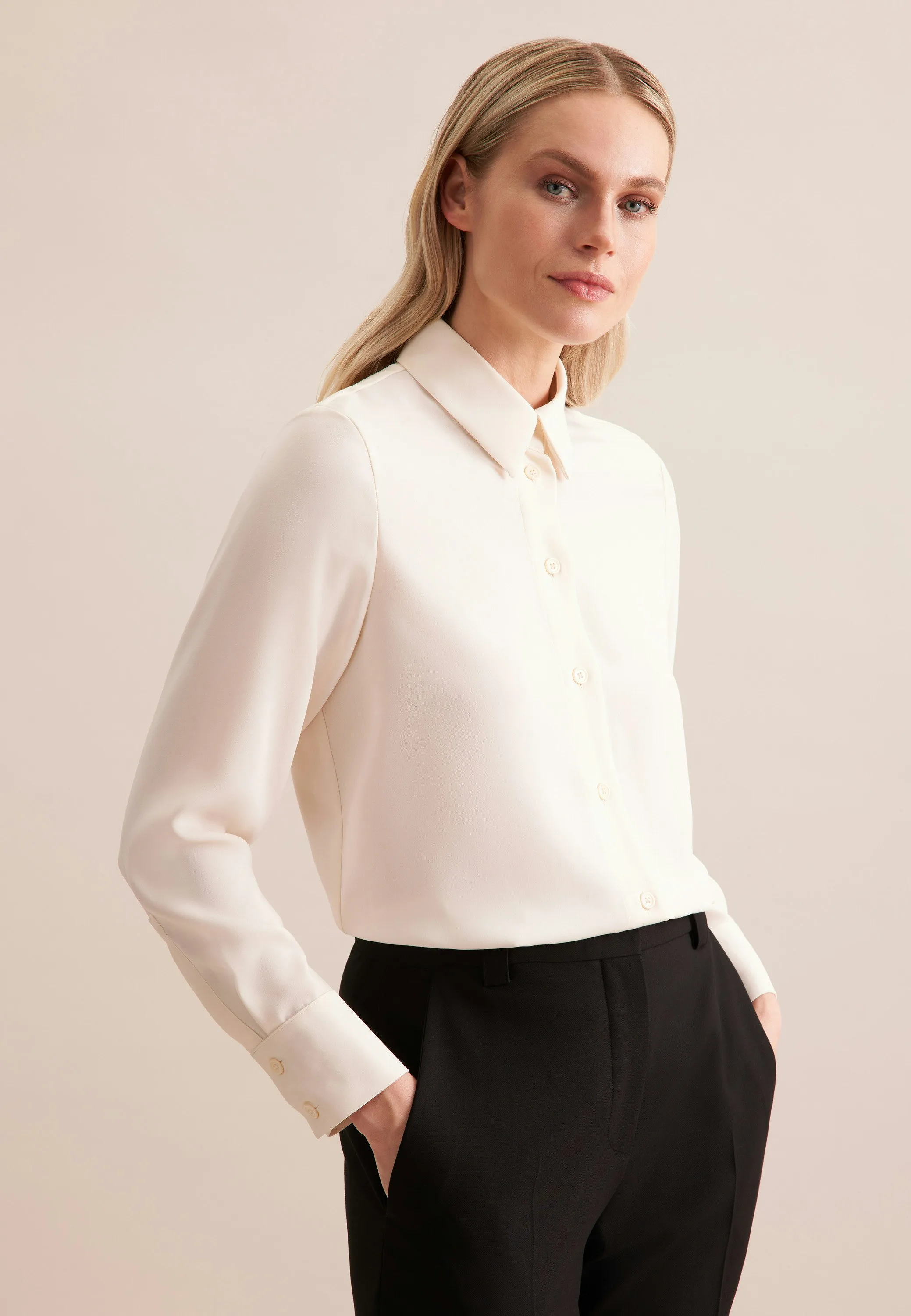 Hemdbluse aus fließender ware Weiß 46 - Seidensticker.com - FashionsVida