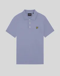 Polo lilla mezza manica in piqué di cotone stretch con logo aquila gialla ricamato sul petto