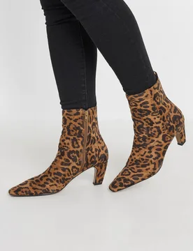 Women's Leopard Print Heeled Ankle Boots in Brown Size: 8 - Brown - Size: 8 - Long tall sally - FashionsVida
