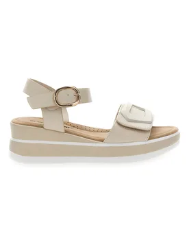 Sandali flat beige con maxi fibbia decorativa E475 37 - Energy - FashionsVida