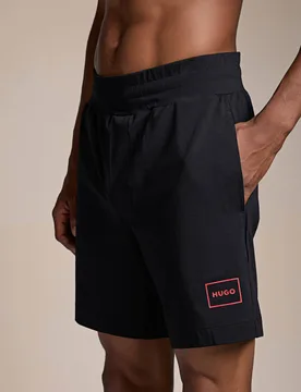 Cotton Rich Jersey Logo Loungewear Shorts Black male - Hugo Boss - FashionsVida